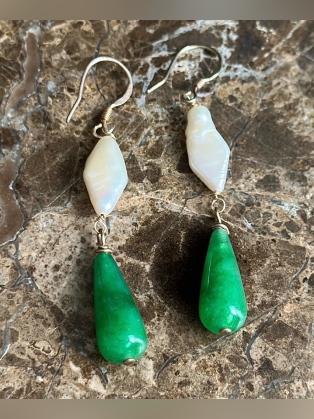 Artisan Jade and Freshwater Pearl Earrings